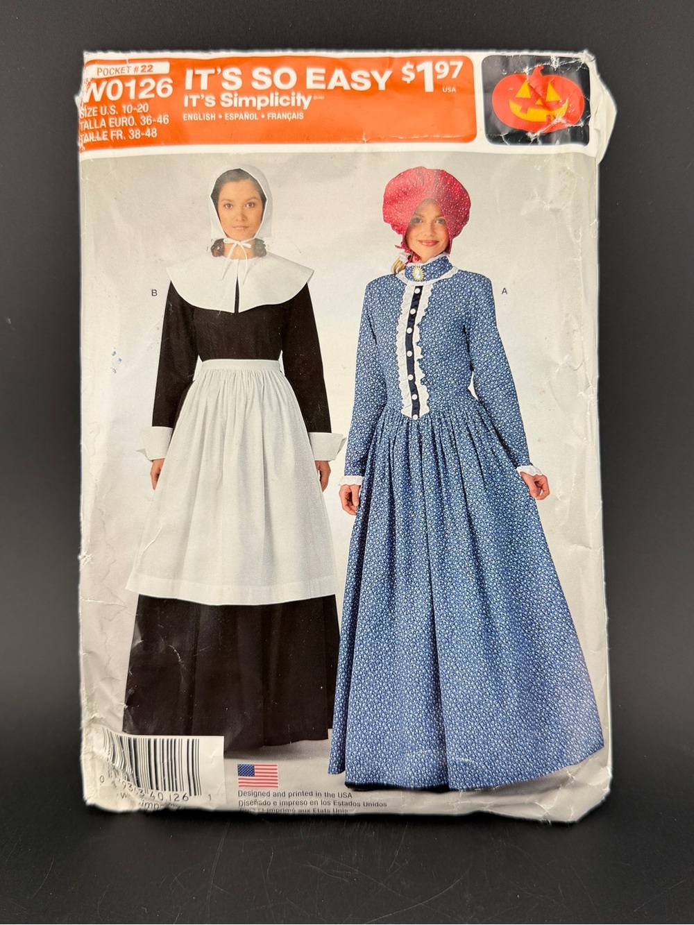 Simplicity W0126 Misses Costumes Sizes 10-20 Pilgrims Uncut Colonial & Prairie